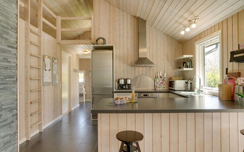 Maira - 150M from the Sea: Kitchen, Interior Design, Flooring, Countertop, Wood, Ceiling, Light Fixture, Furniture, Kitchen Appliance, Floor