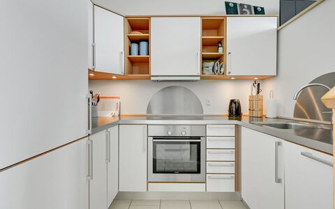 Asmund - 150M from the Sea: Kitchen, Interior Design, Kitchen Appliance, Countertop, Flooring, Cabinetry, Wood, Major Appliance, Home Appliance, Furniture