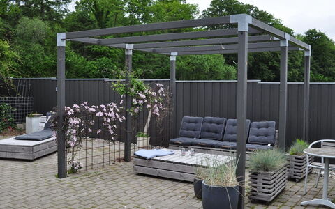Snezana - 150M from the Sea: Garden, Pergola, Backyard, Outdoor Structure, Yard, Landscaping, Patio, Shade, Outdoor Furniture, Fence