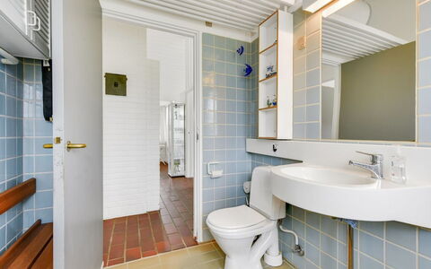 Ditte - 300M from the Sea: Plumbing Fixture, Flooring, Interior Design, Floor, Bathroom, Bathroom Sink, Ceiling, Plumbing, Tile, Sink
