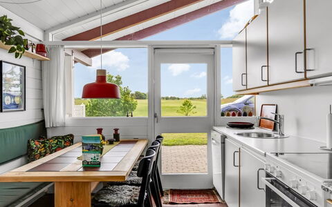 Ditte - 300M from the Sea: Interior Design, Furniture, Flooring, Ceiling, Floor, Chair, Kitchen & Dining Room Table, Kitchen, Houseplant, Design