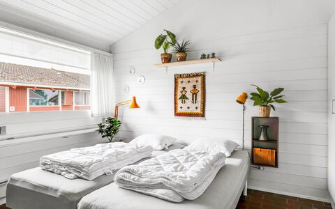 Ditte - 300M from the Sea: Interior Design, Ceiling, Furniture, Floor, Bedroom, Bed, Bedding, Throw Pillow, Pillow, Light Fixture