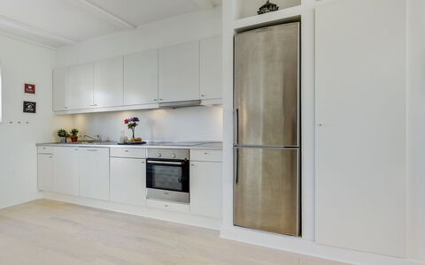 Joar - 5M to the Fjord: Flooring, Kitchen, Kitchen Appliance, Countertop, Interior Design, Wood, Floor, Major Appliance, Cabinetry, Furniture