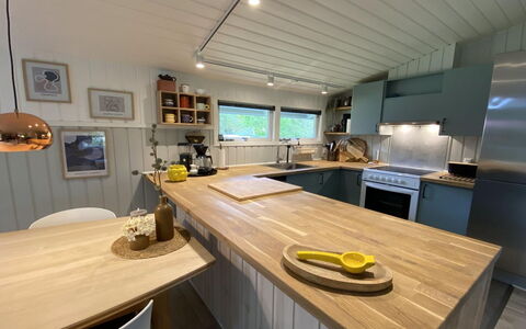 Ottilie - 350M to the Fjord: Flooring, Interior Design, Wood, Furniture, Ceiling, Countertop, Floor, Kitchen, Lighting, Kitchen Appliance