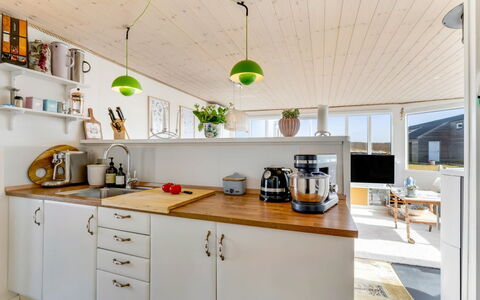 Jorie - 100M from the Sea: Kitchen, Countertop, Interior Design, Kitchen Appliance, Flooring, Furniture, Wood, Cabinetry, Ceiling, Major Appliance
