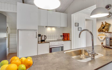 Hariette: Kitchen, Countertop, Interior Design, Flooring, Kitchen Appliance, Floor, Ceiling, Sink, Plumbing Fixture, Wood