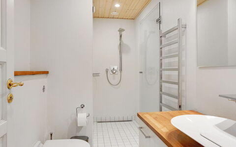 Gertrudis - 2Km to the Fjord: Flooring, Plumbing Fixture, Interior Design, Wall, Bathroom, Floor, Wood, Sink, Ceiling, Tap