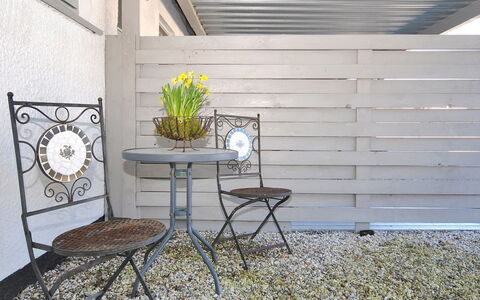 Rejhana - 500M to the Fjord: Furniture, Outdoor Furniture, Flowerpot, Outdoor Table, Houseplant, Chair, Garden, Patio, Hardwood, Wood Stain