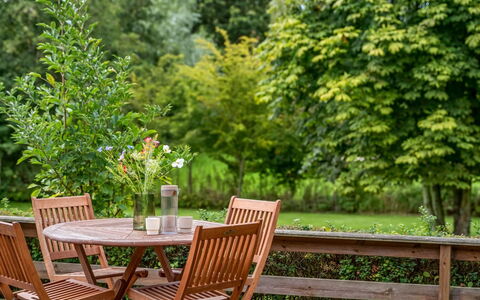 Hila - 900M from the Sea: Furniture, Green, Outdoor Furniture, Wood, Table, Outdoor Table, Garden, Chair, Wood Stain, Hardwood