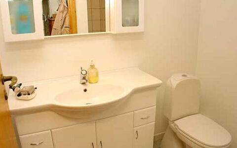 Piia - 800M from the Sea: Bathroom Sink, Sink, Plumbing Fixture, Cabinetry, Bathroom Cabinet, Bathroom, Flooring, Drawer, Interior Design, Tap