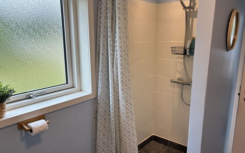 Ika - 600M from the Sea: Bathroom, Interior Design, Flooring, Shower Curtain, Floor, Plumbing Fixture, Plumbing, Room, Curtain, Shower