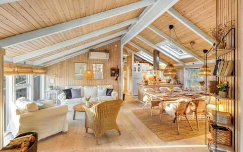 Berenice - 250M from the Sea: Wood, Ceiling, Furniture, Interior Design, Home, Cottage, Chair, Living Room, Beam, Light Fixture