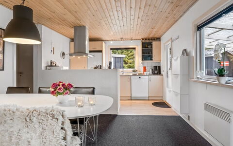 Leonor - 300M from the Sea: Furniture, Interior Design, Flooring, Kitchen, Wood, Ceiling, Floor, Light Fixture, Countertop, Kitchen & Dining Room Table