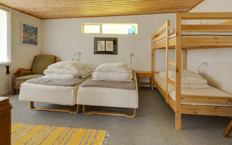 Annamie - 650M from the Sea: Furniture, Interior Design, Flooring, Floor, Wood, Ceiling, Room, Bed, Bedroom, Lighting