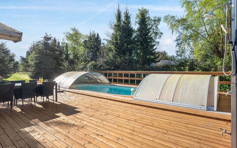 Eli - 1.4Km from the Sea: Wood, Swimming Pool, Composite Material, Deck, Hardwood, Wood Stain, Plank, Wood Flooring, Shade, Outdoor Furniture