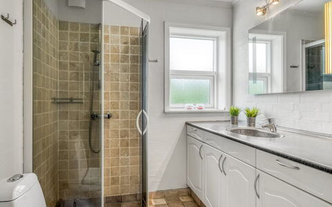 Karstina - 1Km from the Sea: Bathroom, Plumbing Fixture, Flooring, Interior Design, Floor, Bathroom Cabinet, Plumbing, Tap, Tile, Shower