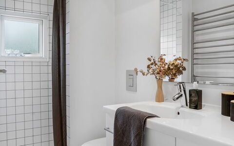 Rosmarie - 600M from the Sea: Bathroom, Wall, Interior Design, Plumbing Fixture, Flooring, Bathroom Cabinet, Plumbing, Sink, Floor, Bathroom Sink