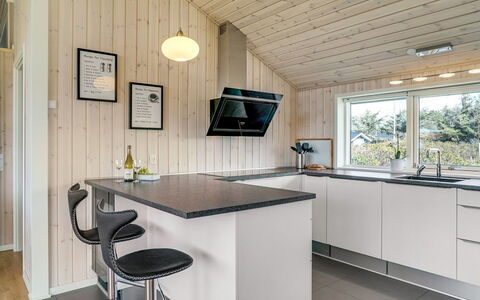 Esma - 150M from the Sea: Kitchen, Wood, Countertop, Ceiling, Interior Design, Light Fixture, Flooring, Kitchen Appliance, Home, Floor