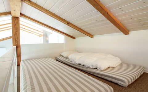 Preben - 500M from the Sea: Interior Design, Wood, Ceiling, Floor, Flooring, Bed, Furniture, Bedroom, Room, Attic