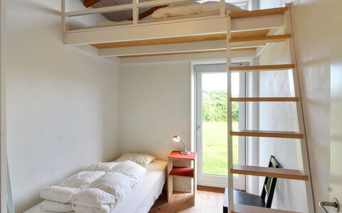 Preben - 500M from the Sea: Wood, Bed, Bedroom, Furniture, Interior Design, Flooring, Floor, Ceiling, Ladder, Room