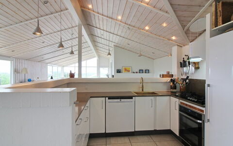 Aella - 150M from the Sea: Flooring, Interior Design, Ceiling, Wood, Kitchen, Floor, Countertop, Furniture, Light Fixture, Cabinetry