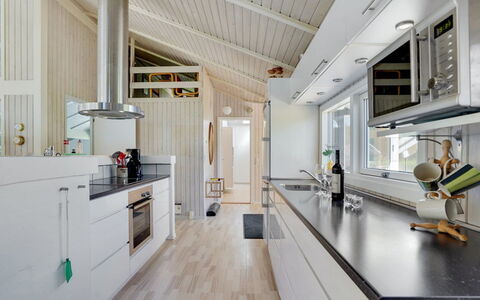 Harriet - 800M from the Sea: Wood, Kitchen, Countertop, Ceiling, Interior Design, Flooring, Home, Cabinetry, Light Fixture, Home Appliance