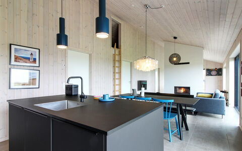 Fannie - 250M from the Sea: Interior Design, Furniture, Light Fixture, Kitchen, Countertop, Wood, Ceiling, Flooring, Home, Kitchen & Dining Room Table