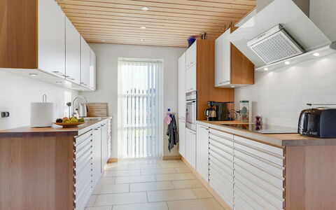 Fengur - 330M from the Sea: Kitchen, Flooring, Furniture, Interior Design, Countertop, Wood, Ceiling, Cabinetry, Floor, Kitchen Appliance