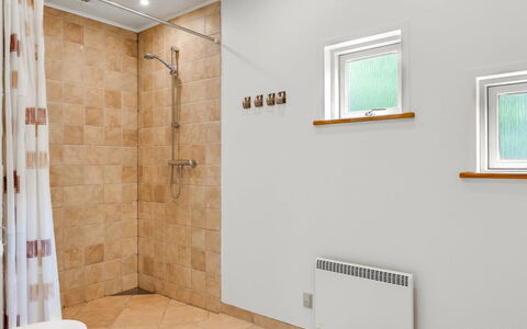 Manderup - 30Km from the Sea: Flooring, Wall, Floor, Interior Design, Ceiling, Lighting, Plumbing Fixture, Room, Bathroom, Plumbing