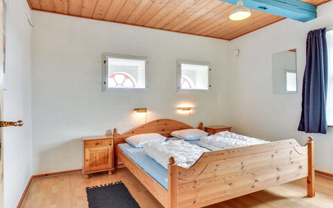 Tilla - 600M from the Sea: Bedroom, Interior Design, Bed, Wood, Ceiling, Furniture, Floor, Flooring, Bed Sheet, Bedding