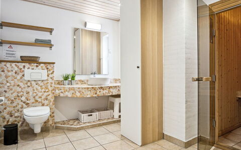 Stefania - 700M from the Sea: Flooring, Interior Design, Floor, Plumbing Fixture, Wood, Bathroom, Ceiling, Room, Bathroom Sink, Lighting