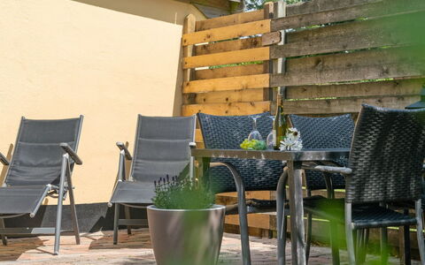 Øthi: Furniture, Outdoor Furniture, Chair, Flowerpot, Garden, Outdoor Table, Houseplant, Hardwood, Patio, Wood Stain