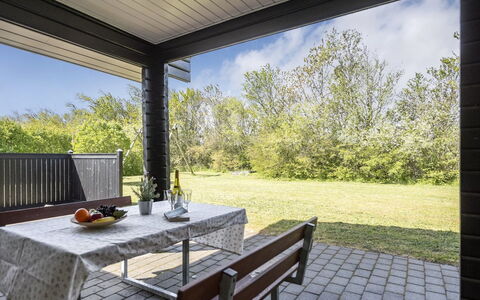 Fenja - 500M to the Fjord: Furniture, Porch, Land Lot, Home, Ceiling, Shade, Chair, Outdoor Furniture, Garden, Yard