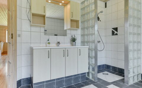Fenja - 500M to the Fjord: Flooring, Wall, Plumbing Fixture, Floor, Interior Design, Sink, Tile, Tap, Plumbing, Bathroom