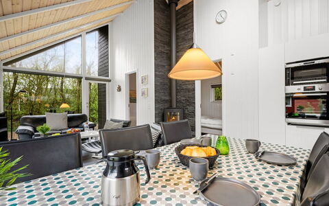 Ketilbiorn - 1.2Km to the Fjord: Interior Design, Ceiling, Home, Chair, Kitchen & Dining Room Table, Cottage, Houseplant, Living Room, Light Fixture, Hardwood