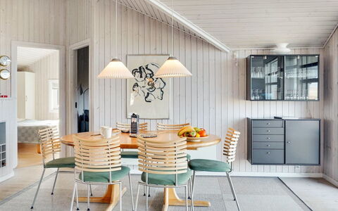 Dania - 300M from the Sea: Furniture, Interior Design, Flooring, Ceiling, Floor, Chair, Light Fixture, Table, Room, Dining Room