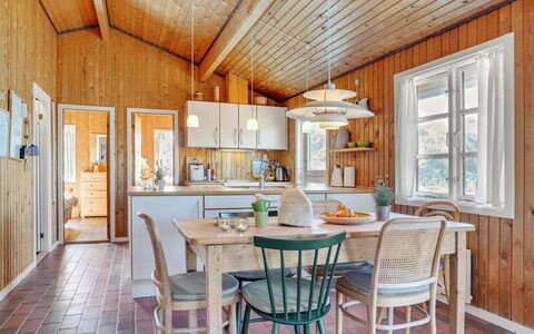 Solunka - 100M from the Sea: Interior Design, Furniture, Wood, Ceiling, Flooring, Light Fixture, Dining Room, Floor, Home, Kitchen & Dining Room Table