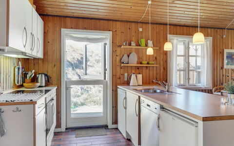 Solunka - 100M from the Sea: Kitchen, Countertop, Kitchen Appliance, Interior Design, Wood, Furniture, Major Appliance, Flooring, Kitchen Sink, Ceiling