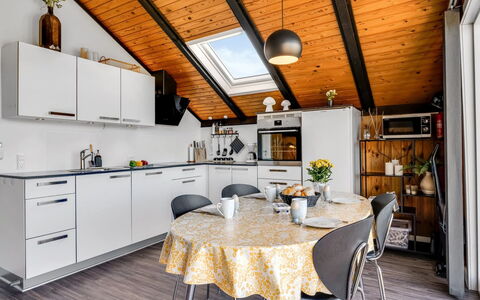 Agnesa - 1.5Km from the Sea: Kitchen, Wood, Interior Design, Countertop, Furniture, Flooring, Ceiling, Major Appliance, Kitchen Appliance, Floor