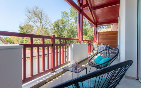 Villa Marine: Property, Plant, Building, Sky, Blue, Shade, Wood, Architecture, Interior Design, Chair