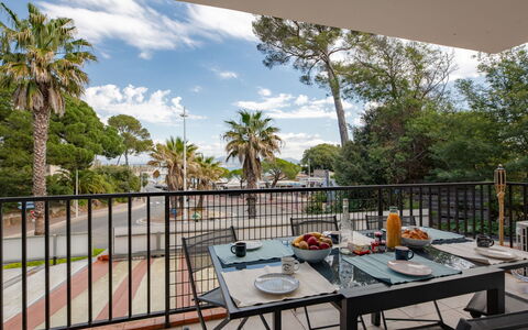 Le Cyrnos: Sky, Property, Plant, Cloud, Building, Tree, Chair, Shade, Table, Interior Design