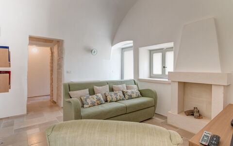 Trullo Under The Apulian Sky: Property, Couch, Picture Frame, Comfort, Wood, Interior Design, Floor, Flooring, Living Room