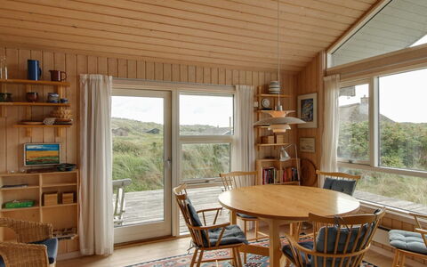 Eunike - 220M from the Sea: Furniture, Interior Design, Flooring, Wood, Floor, Ceiling, Dining Room, Table, Chair, Room