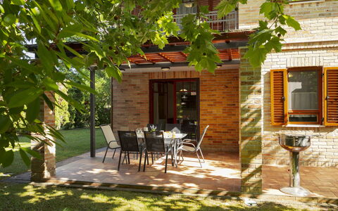 Toscana: Wood, House, Brick, Home, Furniture, Door, Cottage, Shade, Garden, Chair