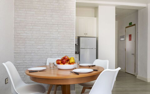 Peñismar i: Table, Furniture, Property, Cabinetry, Chair, Building, Wood, Orange, Interior Design, Door