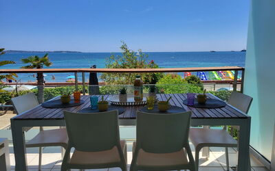 Cannes 615: Water, Sky, Table, Furniture, Property, Chair, Azure, Outdoor Table, Outdoor Furniture, Tableware