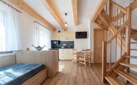 Agáta 1: Furniture, Comfort, Wood, Interior Design, Flooring, Living Room, Building, Hardwood, Wood Stain, Beam