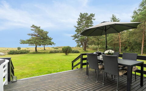 Lycka - 3Km from the Sea: Apartment, Shade, Balcony, Chair, Fence, Outdoor Furniture, Aluminium, Artificial Turf