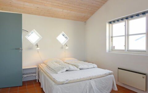 Nille - 100M from the Sea: Interior Design, Wall, Furniture, Floor, Flooring, Bed, Bedroom, Ceiling, Wood, Room