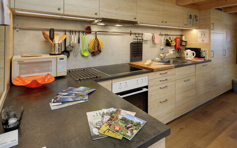 Brienzwiler 125: Kitchen, Countertop, Kitchen Appliance, Furniture, Flooring, Wood, Interior Design, Cabinetry, Major Appliance, Kitchen Sink